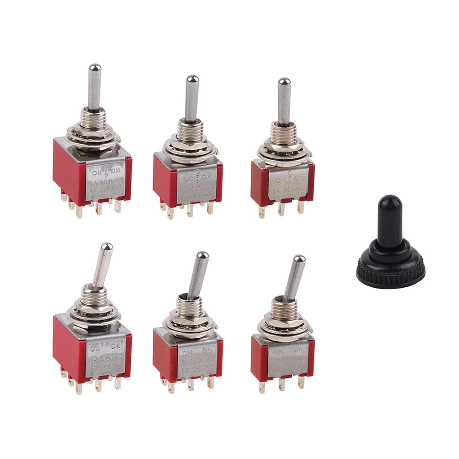 1PCS Miniature Lever Toggle Switch Single Pole Double Throw ON-Off-ON/ON-ON 250VAC 2A MTS-102 103 202 203(MTS-103,5 pcs)