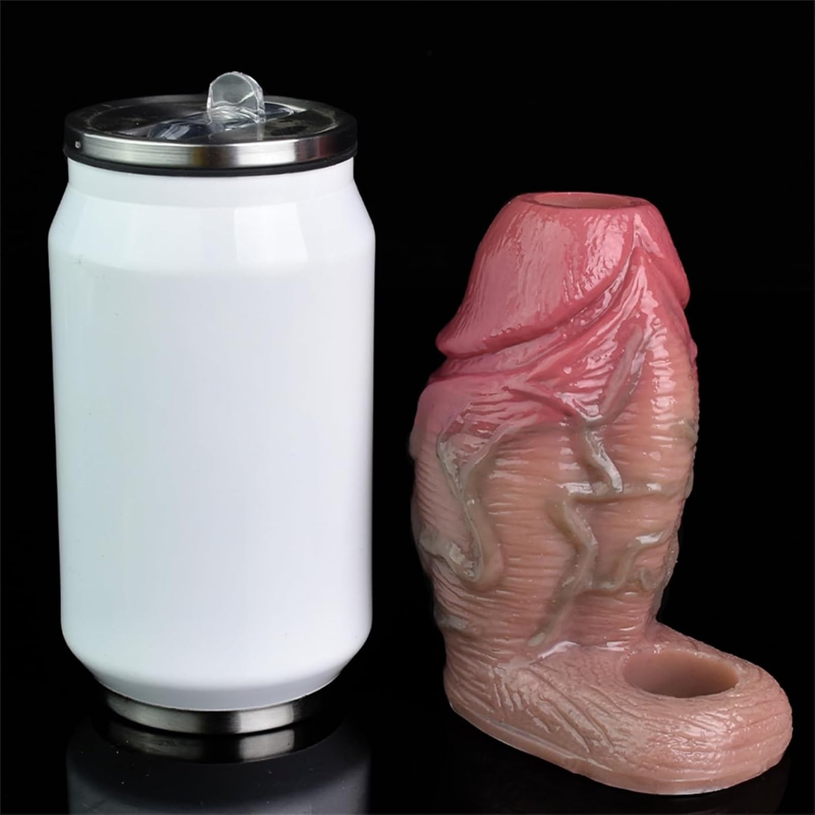 Funda ancha y grande for pene, funda alargadora de pene de silicona con anillo, masculina extensión reutilizable, juguete sexual adultos for hombres(A)