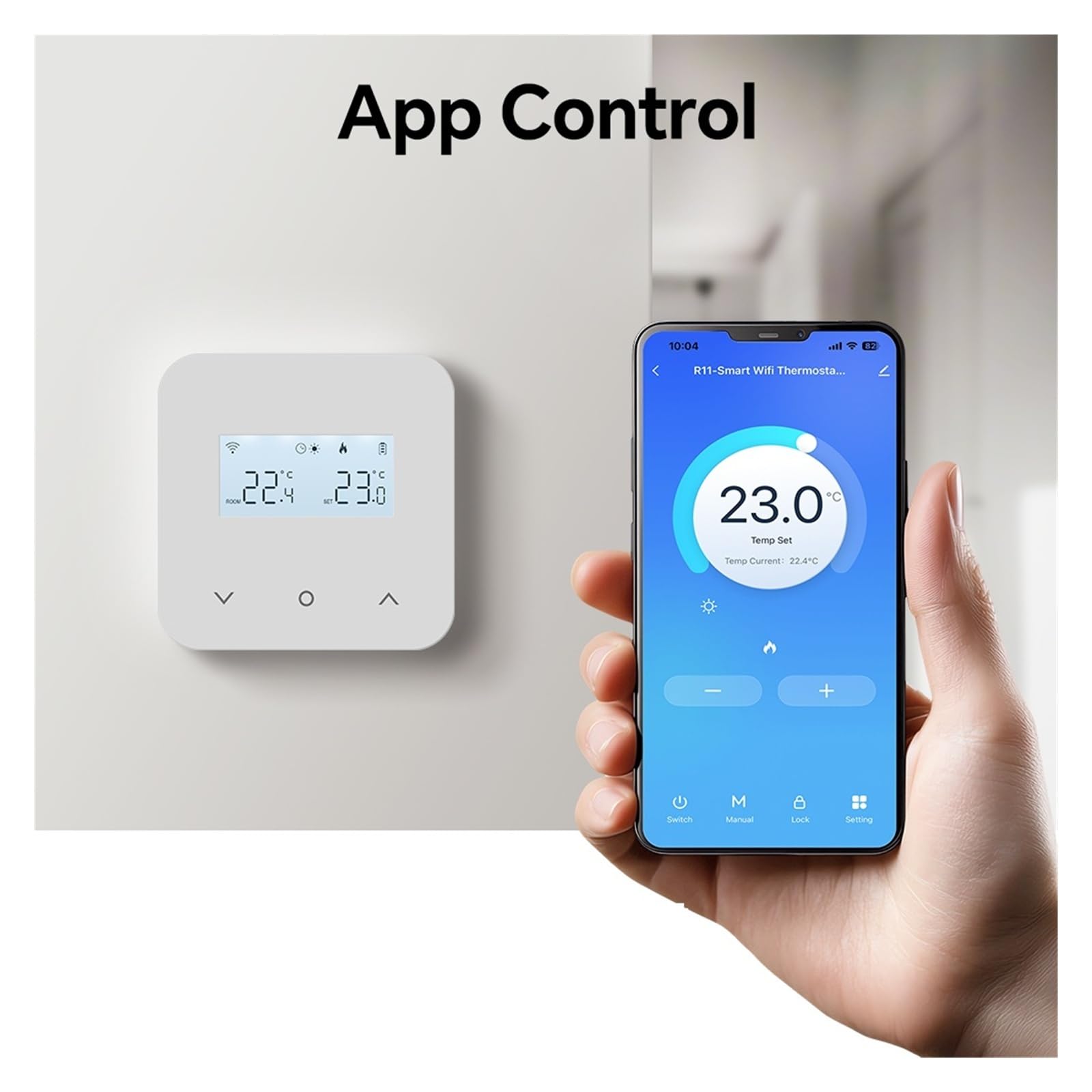Thermostat Intelligent, Thermostat de Chauffage Wi-FI, contrôleur température alimenté par Batterie for chaudière à gaz