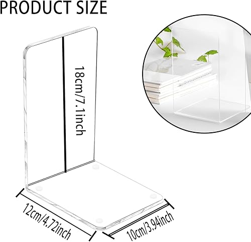 Miniatura 5 de Lulonpon 16 Piezas Sujetalibros, Sujetalibros, Sujetalibros para Estantes, Sujetalibros para Libros Pesados, Sujetalibros Transparentes,