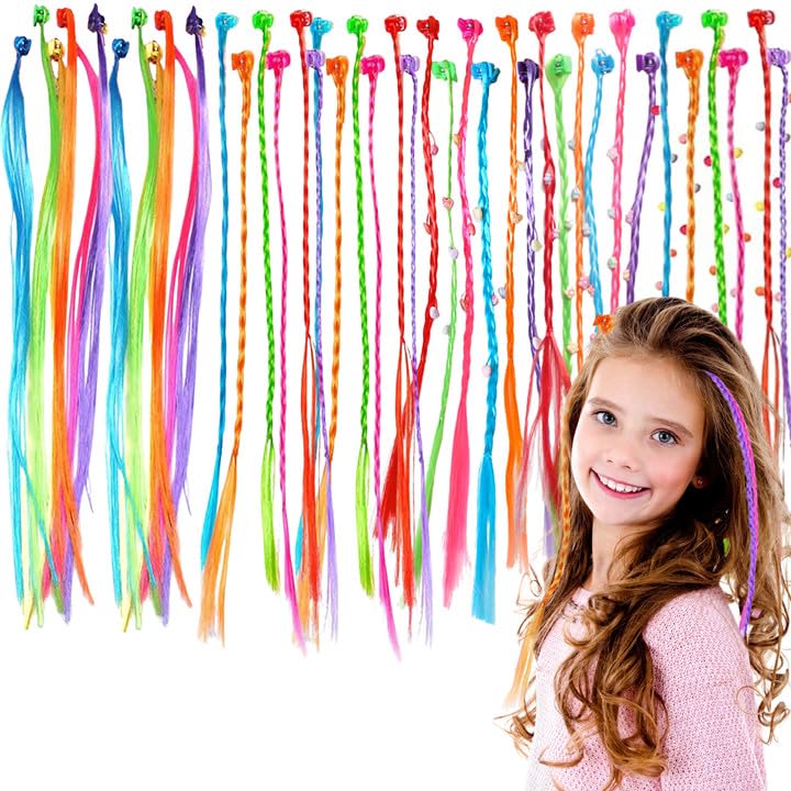 LUFFLOK 42 PCS Coloured Hair Extensions with Hair Clips