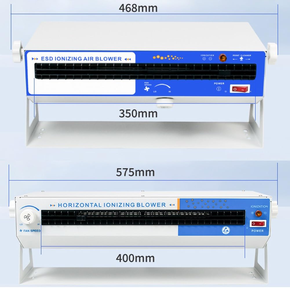 Soplador de aire ionizante de escritorio, ventilador antiestático, eliminador estático con limpiador de aguja de iones, 70 ~ 120 CFM para eliminar la electricidad estática
