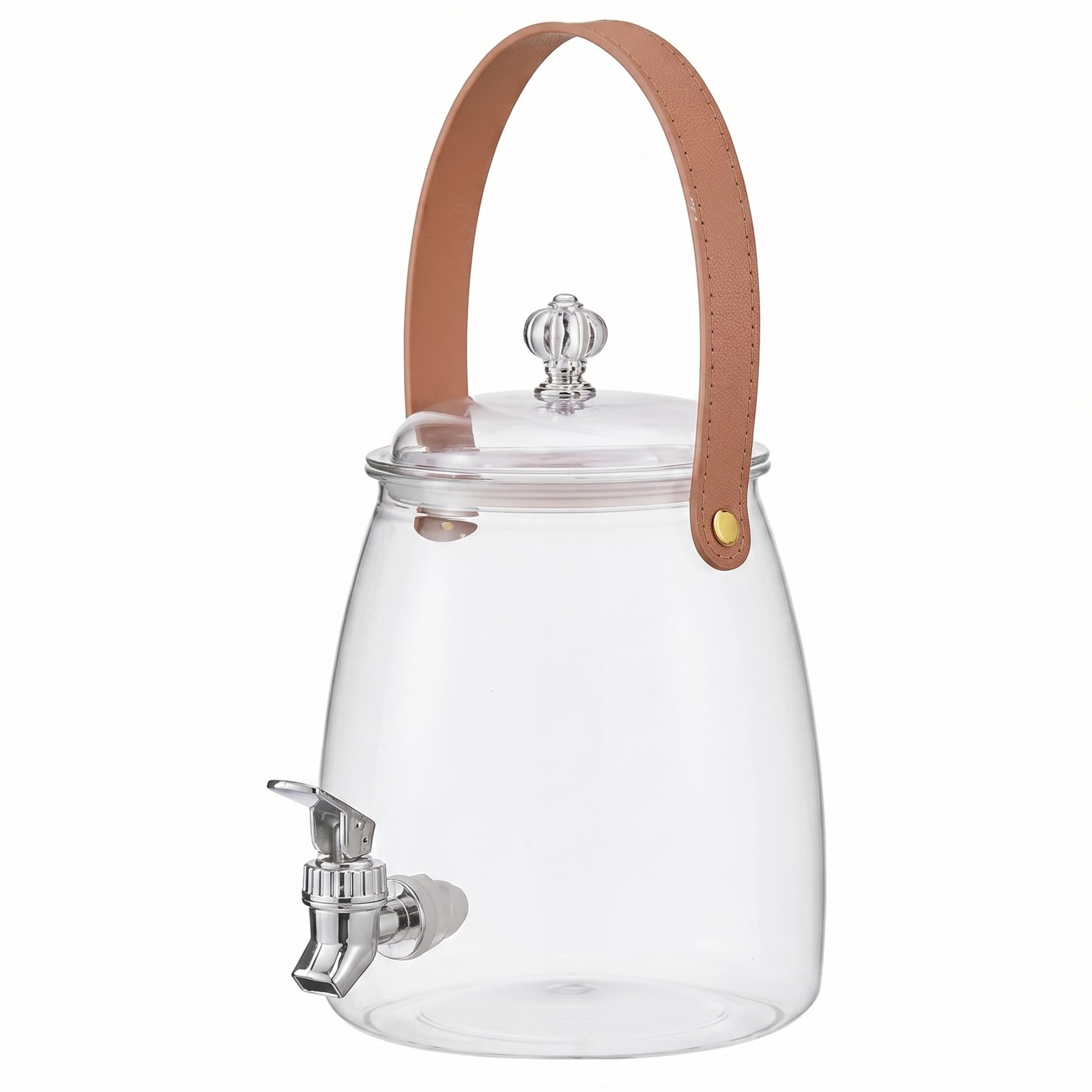 Nukinp Drink Dispenser with Tap, Portable Fridge Water Dispenser with Handle & Lid Transparent Wide Mouth Water Container for Home/Office/Camping, 9L