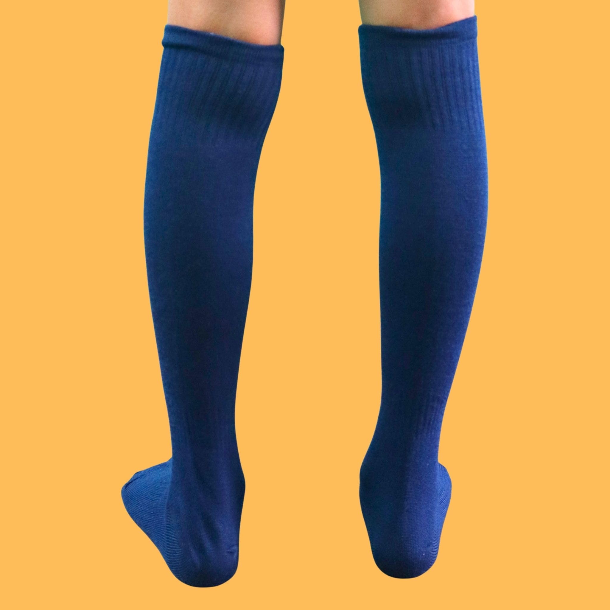 VAYU Knee High Football Socks & Stockings for Youth 11-15 Years | Cotton Sports Stockings for Football, Hockey, Volleyball & Soccer | Over The Knee Shin Guard Socks for Boys & Girls (Navy Blue) 4