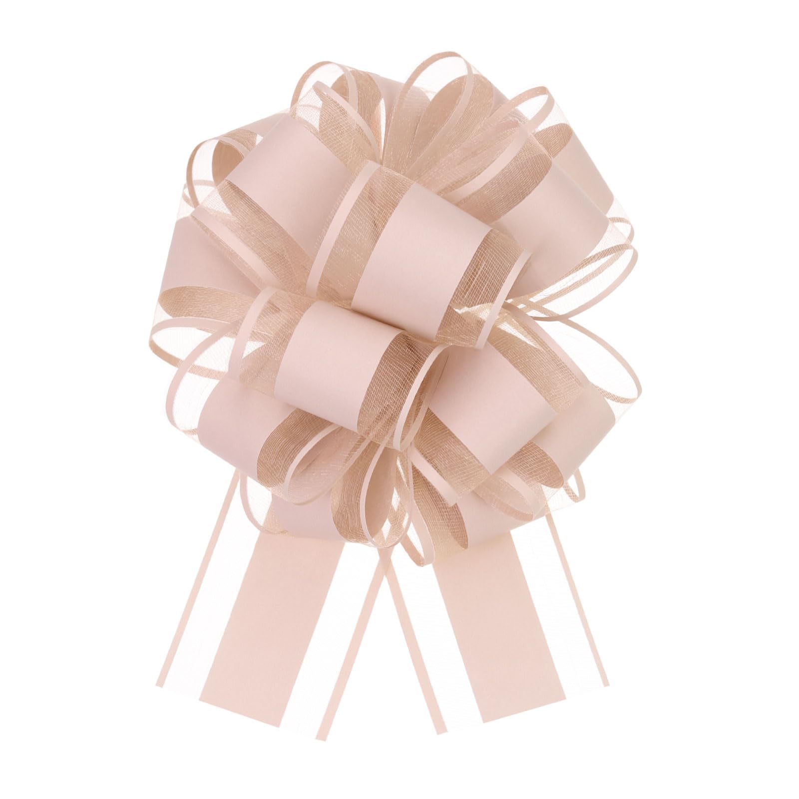 Uxcell 5pcs 6 Inch Large Big Pull Bow Organza Gift Wrapping Ribbon for Wedding Car Baskets, Presents, Christmas, Pale Pink