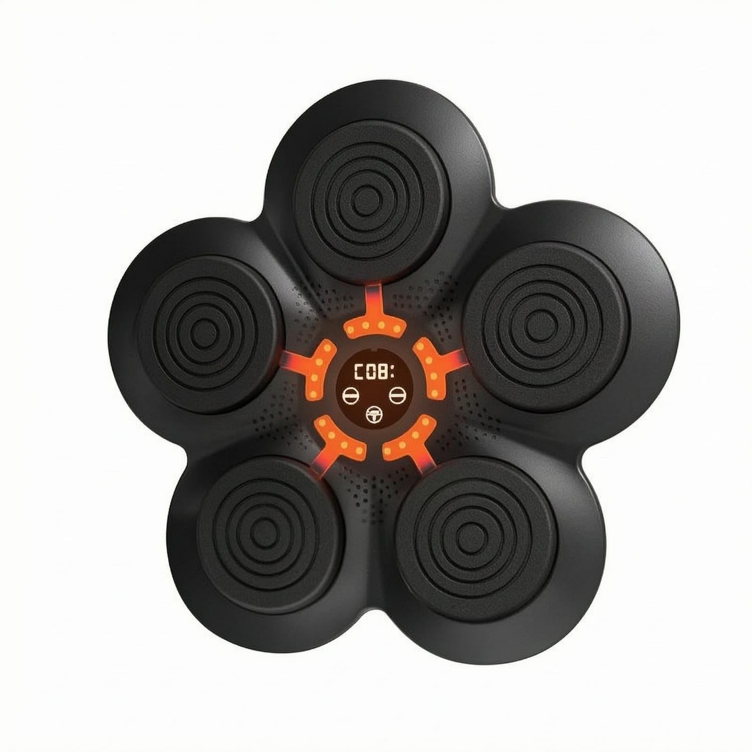 Black and Orange Wall-Mounted Boxing Illuminated Smart Boxing Perforated Bluetooth Rhythm Training Pad for Home Gym, Black Blue Count-image-7