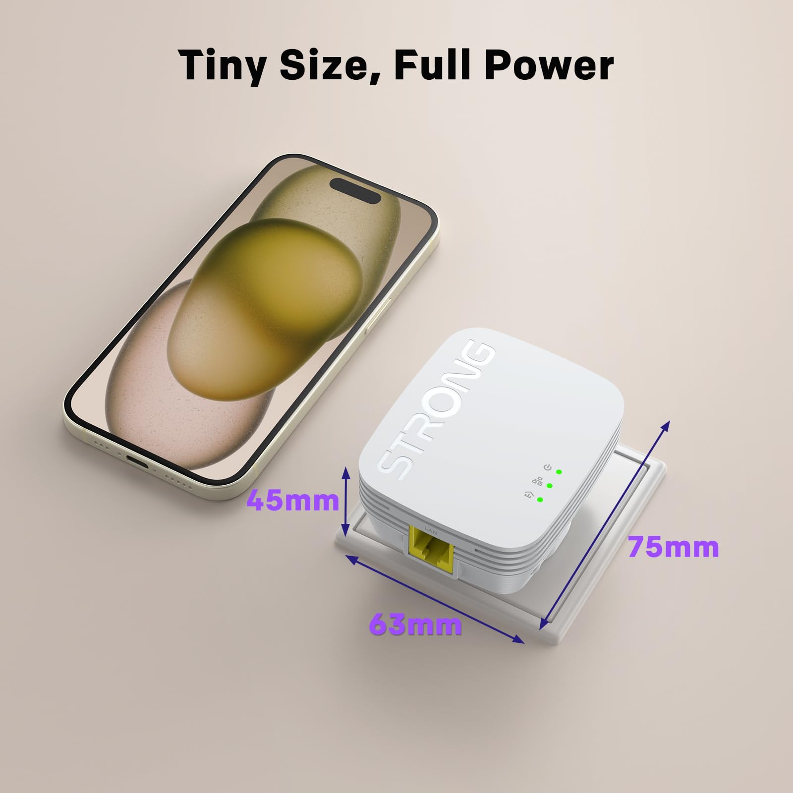 STRONG Kit de démarrage Adaptateur CPL AV1000 Mini POWERL1000TRIMINIUK, Lot de 3, portée jusqu'à 300 m, Aucune Configuration requise, Prise Britannique, Blanc