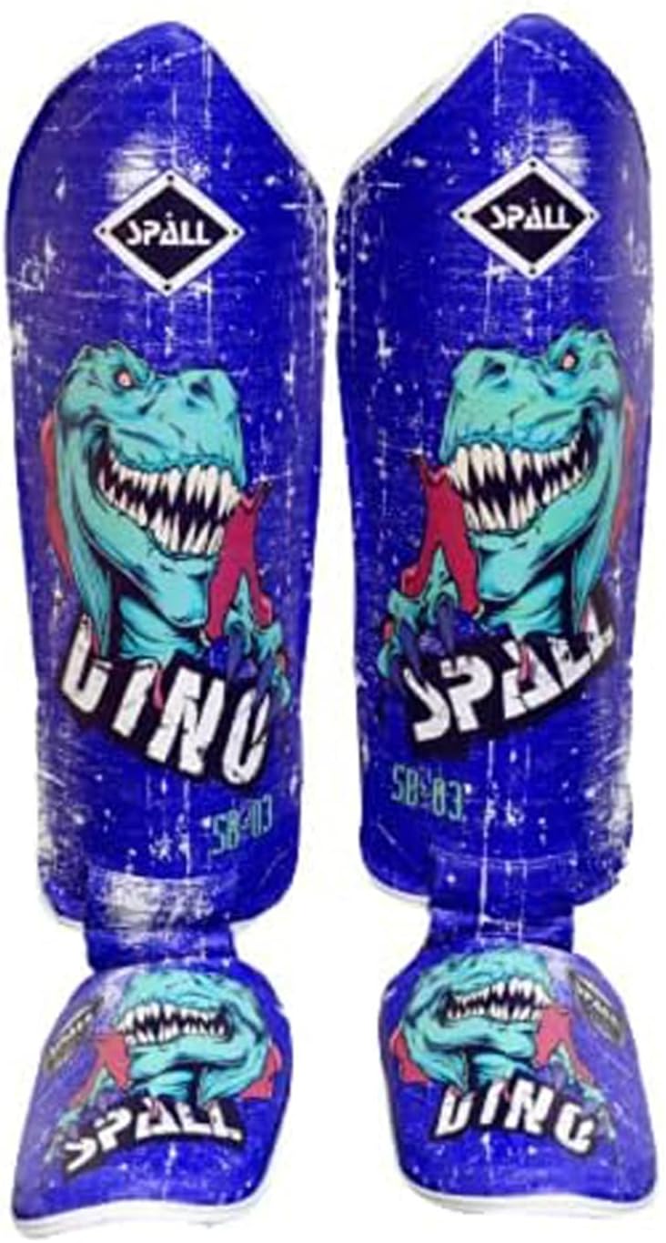 Muay Thai Guards Shin Guards for Kickboxing Martial Arts Kicking BJJ Boxing Equipment MMA Training and Sparring Leg Guard with Instep Protection Pads Small/Medium Dino-Blue