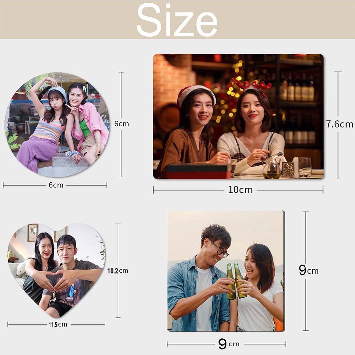 Kundenspezifisches Foto Kühlschrankmagnet, personalisierte Geschenke für Paare Familie, Schließfachmagnete Reiseerinnerungen Kühlschrank Abziehbild, Home Kitchen Dekorationen (10 Stück)