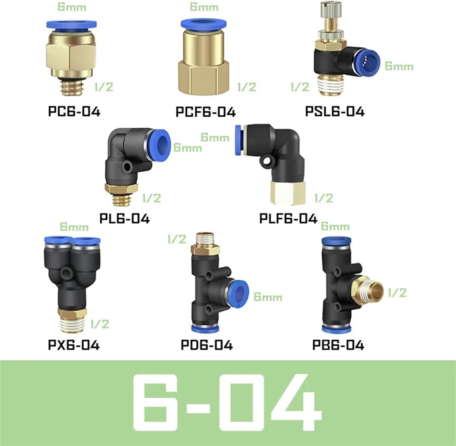 Pneumatic Air Connector Fitting PC PCF PB PD PL PLF PX PSL 4mm 6mm 8/10mm Thread 1/8 1/4 3/8 1/2 Hose Fittings(6-04,PLF)