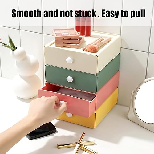 Miniatura 6 de RETON 4 cajones de almacenamiento de escritorio, organizador de escritorio apilable con cajones, caja de almacenamiento de escritorio de gran