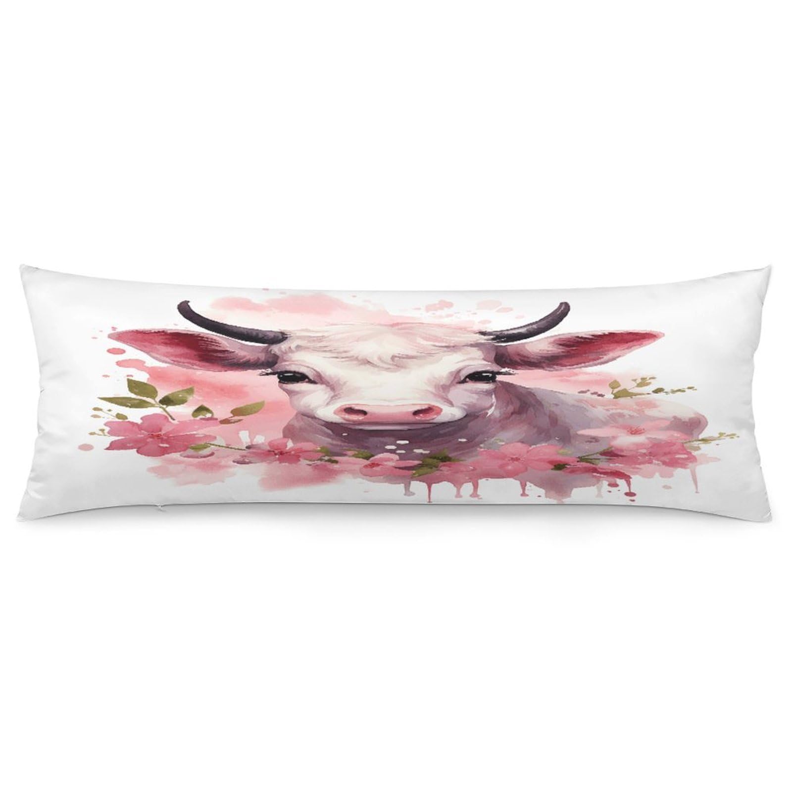 A Little Cow Body Pillow Cover Soft Full Long Pillow Cover Decorative Large Pillow Case Cozy Body Pillow Pillowcase Pillow Shams for Bed Sofa Couch Room Decor 18.9 X 53 Inch