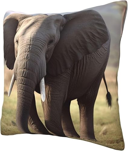 Miniatura 3 de Funda de almohada con estampado de elefante, cuadrada, suave, para decoración del hogar, sala de estar, cama, sofá, automóvil, 18 x 18 pulgadas