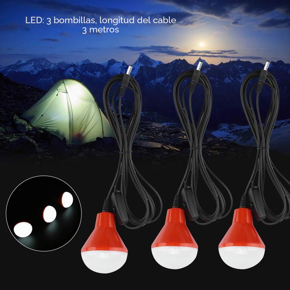 Kit de Panel Solar, Paneles Solares, con 3 Bombillas LED Kit Solar de 4W Batería 3.7V Energía Solar para Patio, Jardín, Canal, Camino