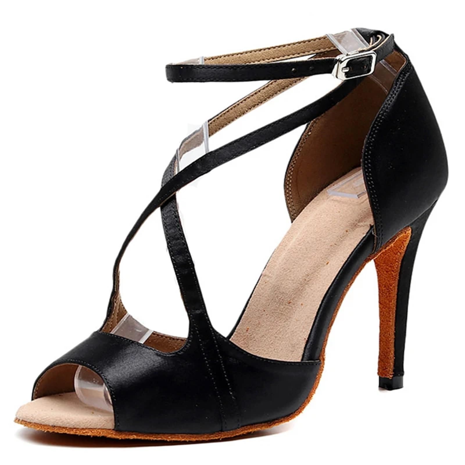 Scarpe da Ballo Latino Donna Scarpe da Donna Ballo Sala Sneakers Salsa | Sandali estivi con tacco alto for ragazze Tango Scarpe da ballo in raso rosso nero