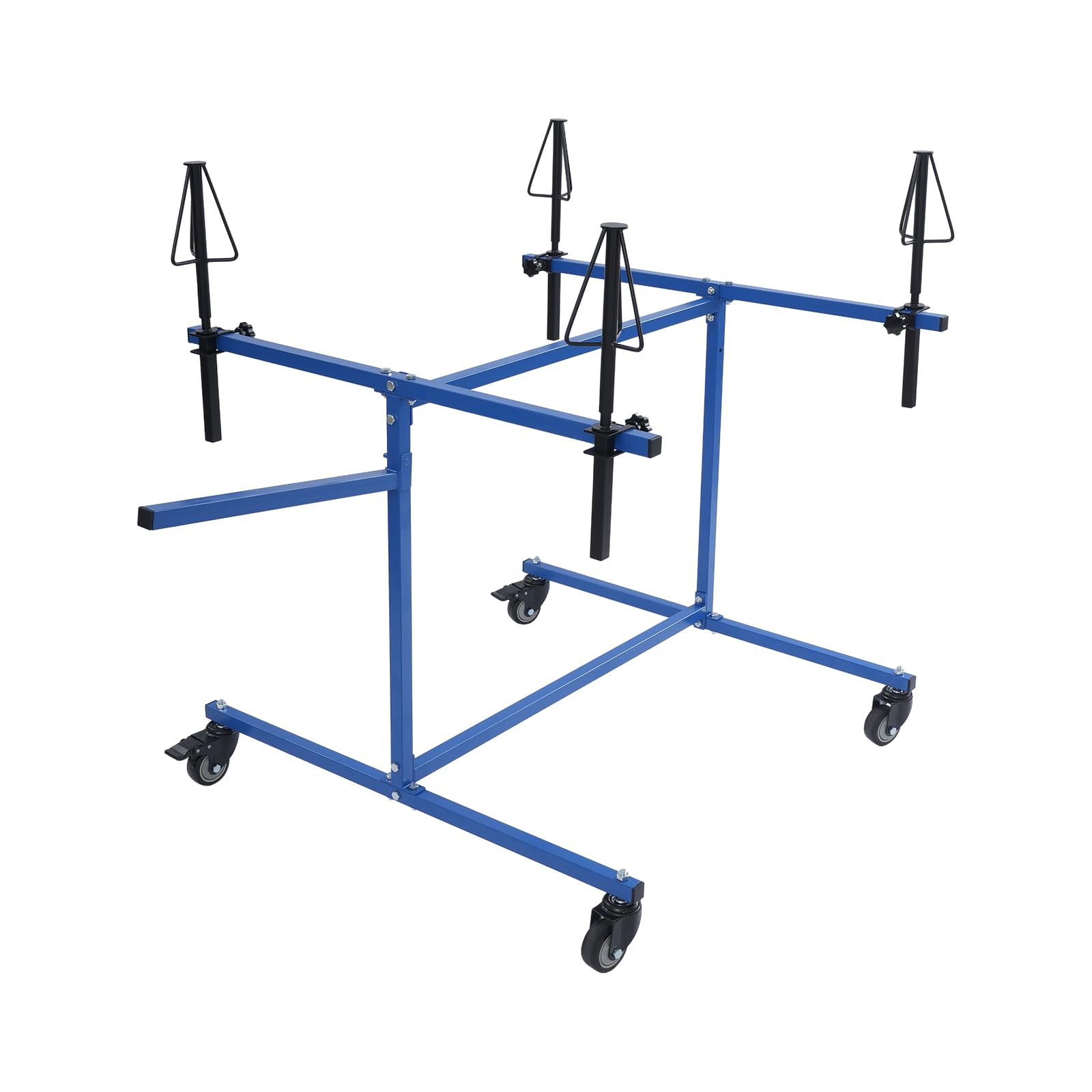 Lackierständer Auf Rädern,360° Drehbar, Höhenverstellbar Felgen-Lackierbock 4 Halter, Felgenlackierständer für Autoteile,Felgen,Hauben,Kotflügel,Türen,Stoßstange zum Lackieren (Blau)