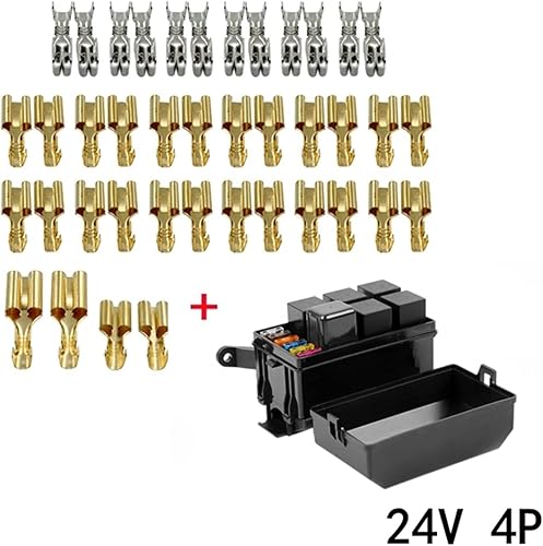 Miniatura 2 de GEUXE 12V 24V Relay Box 6 Slots Relay Block 6 Way ATCATO Fuse Block with Relay Universal Waterproof Relay Box Kit for Car Truck (Size  24V 4P Relay)