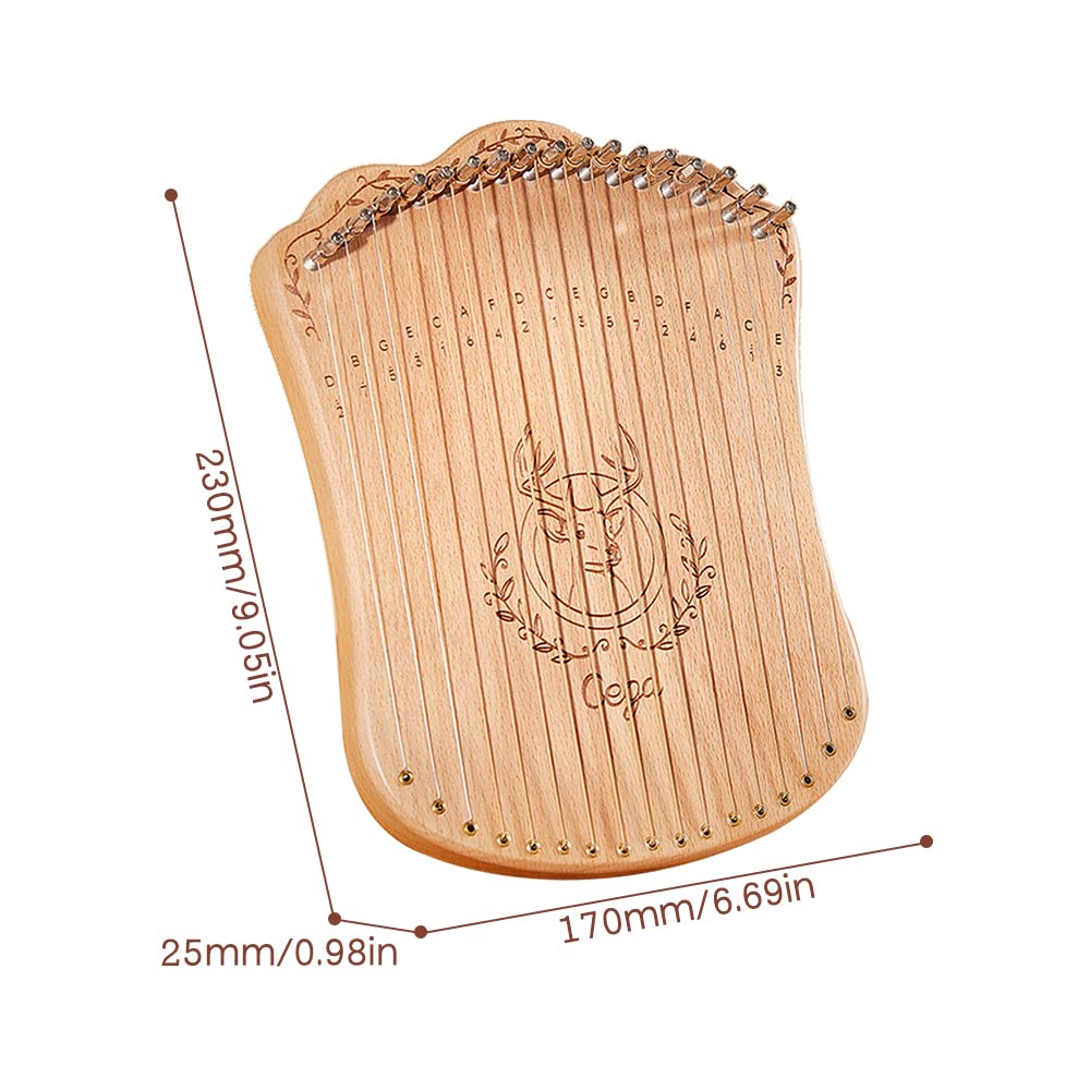 HUIOP Harpe lyre à 17 cordes en bois de hêtre massif portable avec clé à molette