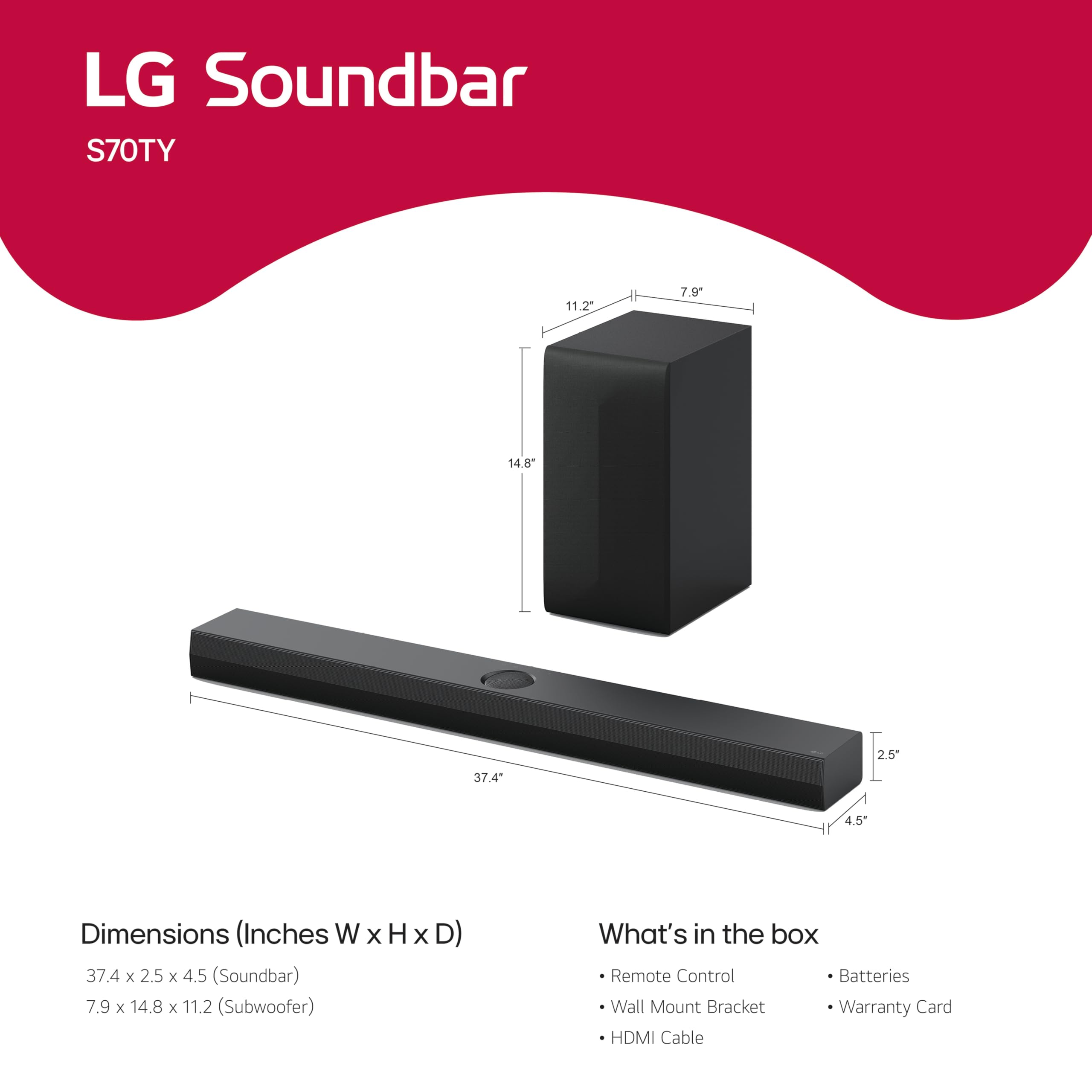 LG S70TY 400W 3.1.1 Channel Dolby Atmos, Center Up-Firing, Wow Orchestra Soundbar with HDMI, USB & Bluetooth Connectivity (Black) — Amazon image 7