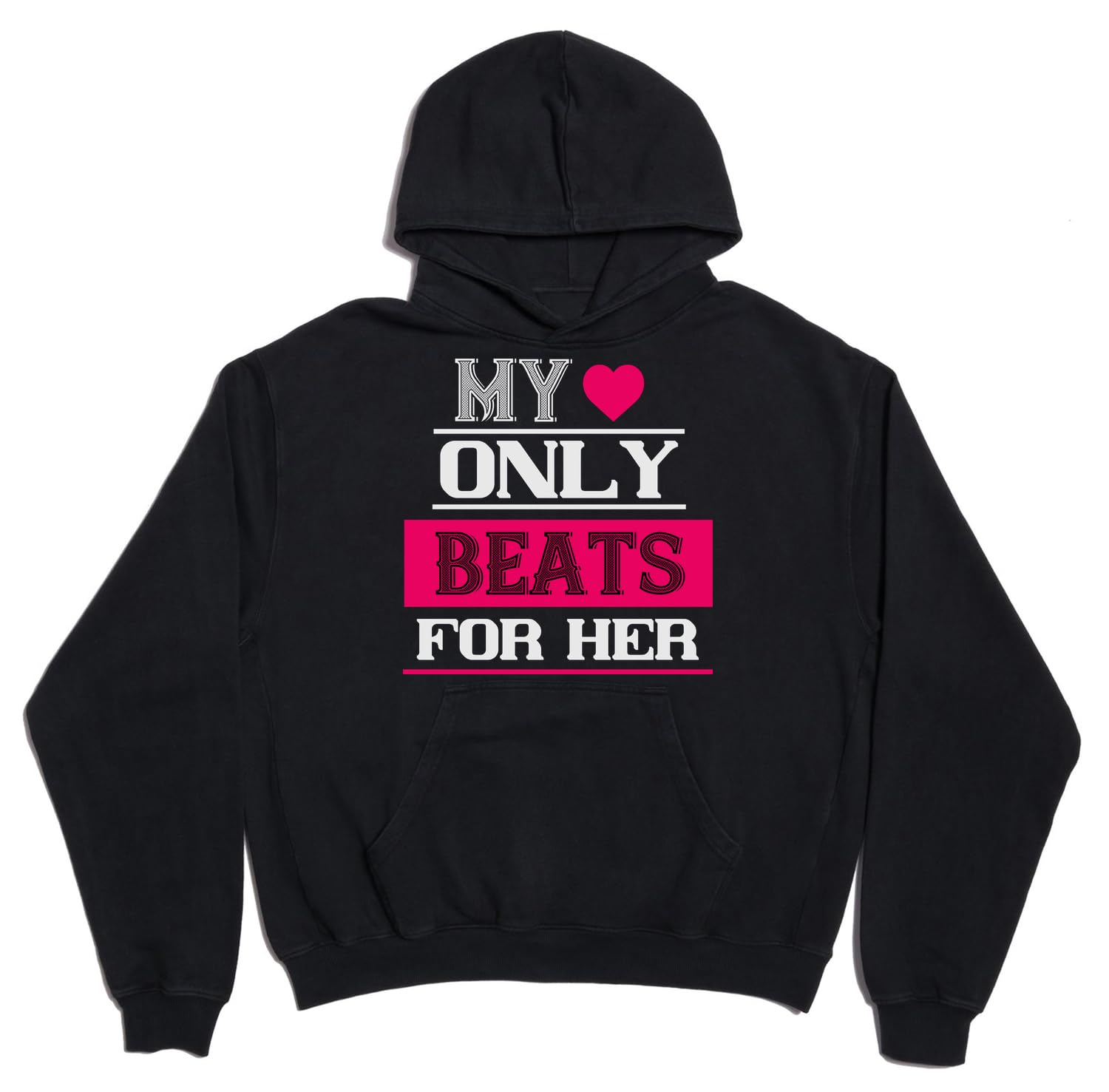 My Heart Only Beats For Her unisex oversize ciężka mieszanka bawełny bluza z kapturem czarna