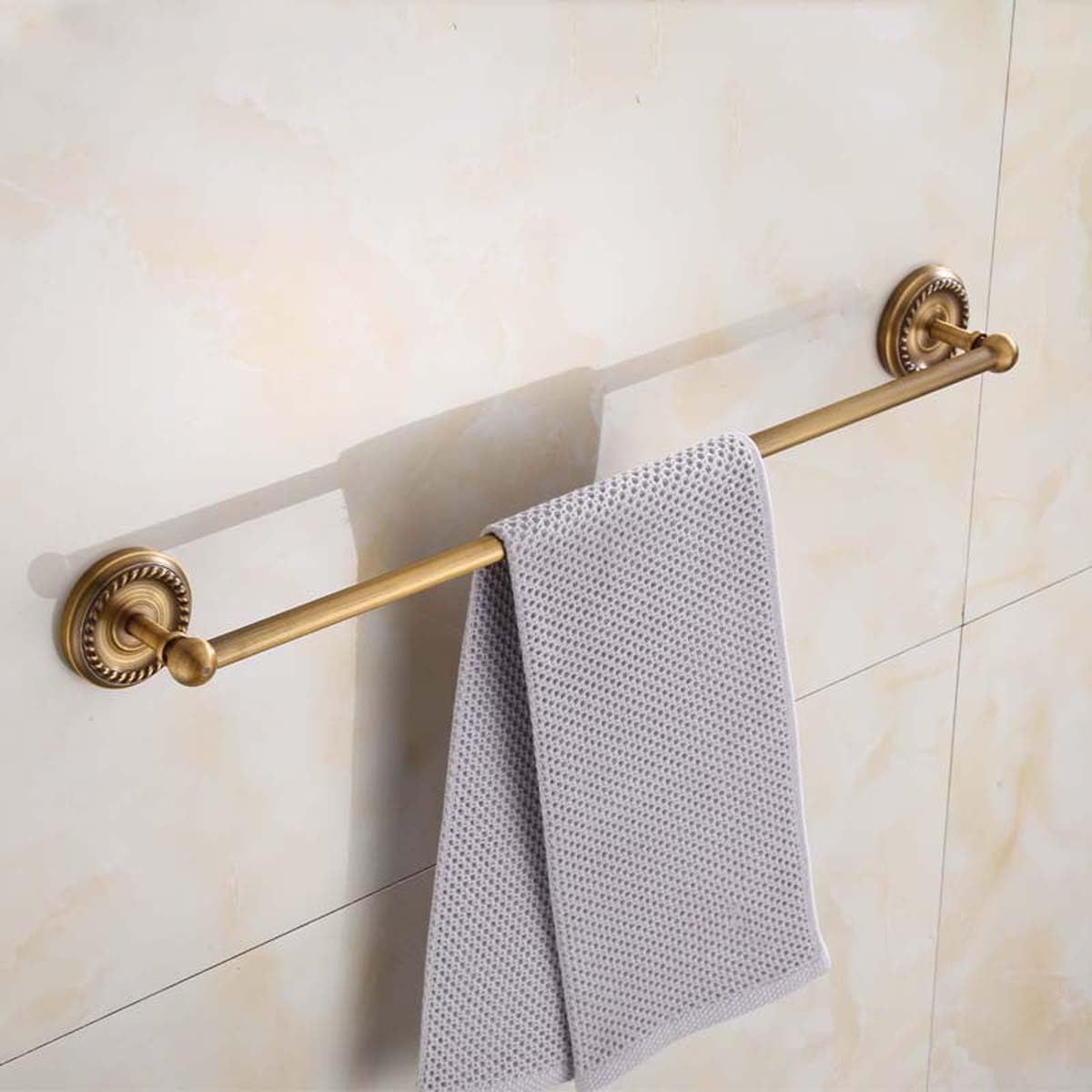 Barra portasciugamani da parete vintage con dettagli intrecciati in oro spazzolato, perfetto per asciugamani da bagno, accappatoi e asciugamani da cucina (40 cm)