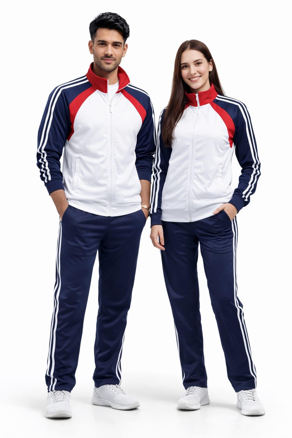 Couple Matching Premium Super Cricket Dress Set – Soft, Lightweight & Stylish Co-Ord for Men & Women Loose Fit for Men Women, White & Blue-image-49
