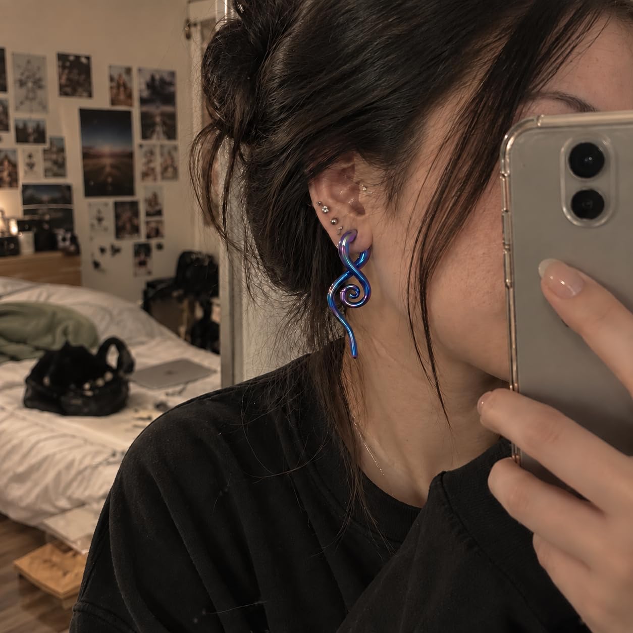 YOFANST 2 Stück 4G 1,3 cm mehrfarbige Glas-Spiralspirale Expander für Piercing, handgefertigtes Piercing