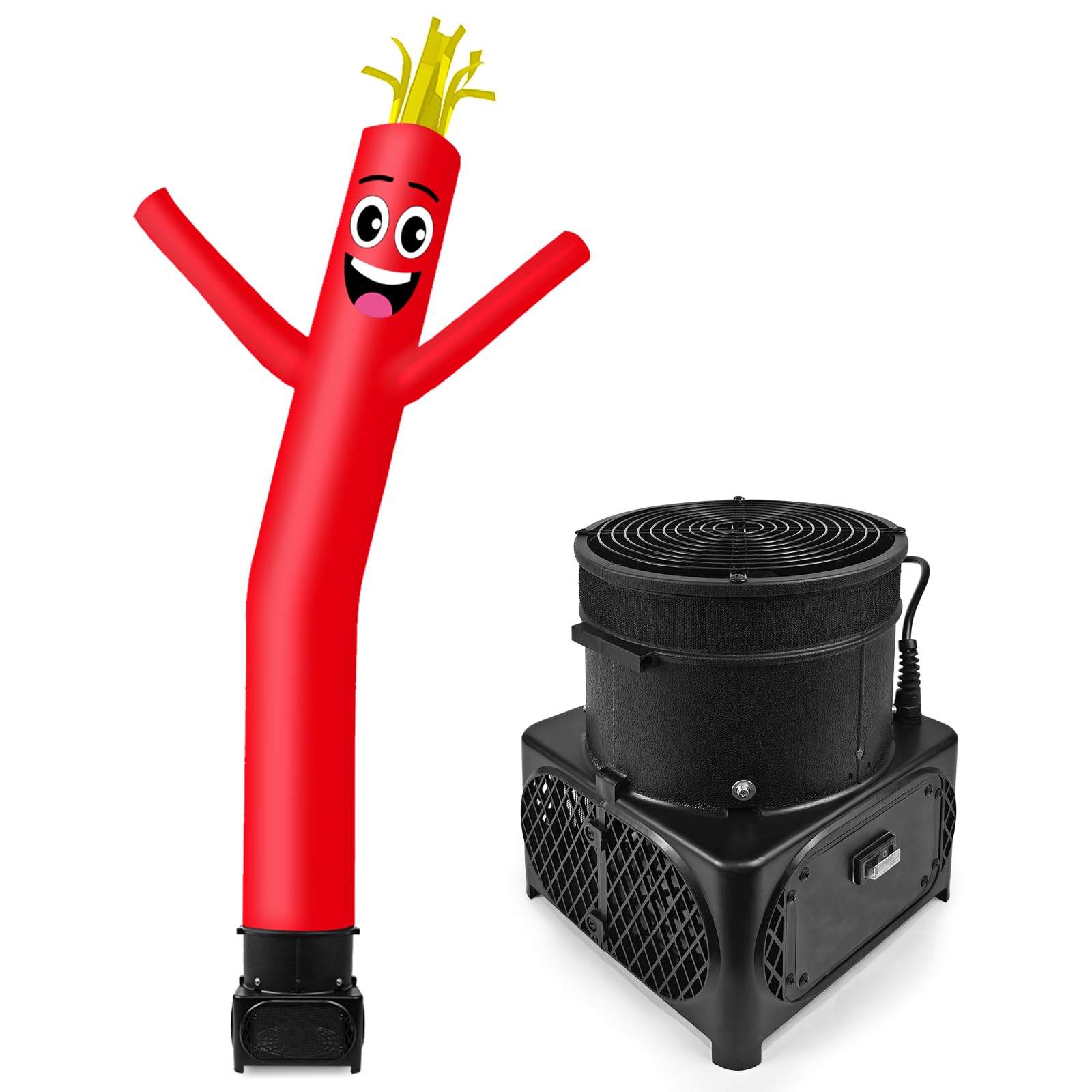 7ft tall inflatable tube man wacky wavy dancing guy with weather-resistant blower (9''diameter) for outdoor decoration advertising business promotion - red