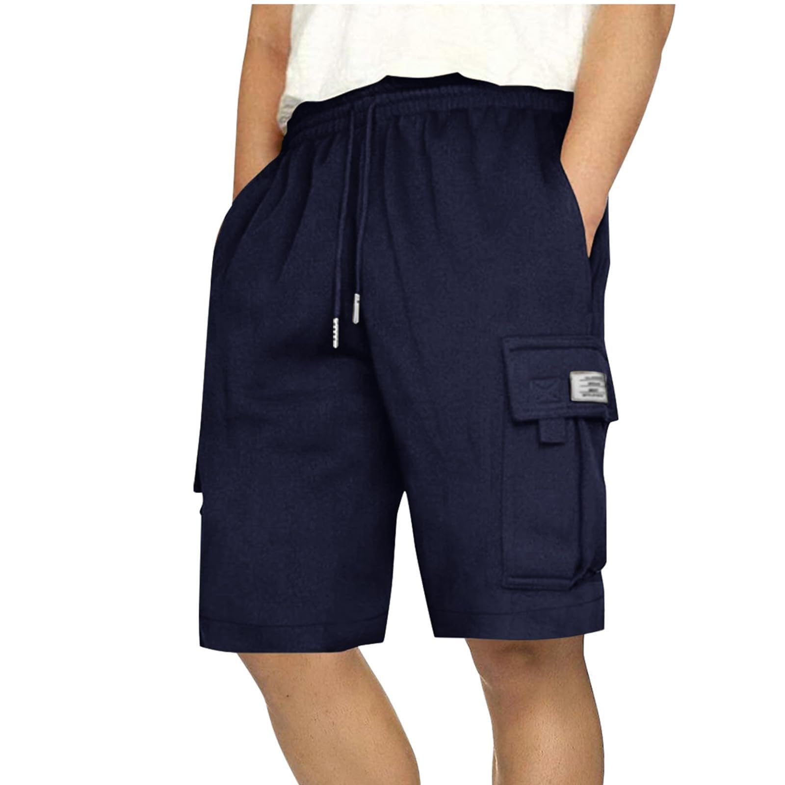 Baggy Sweat Shorts Men Elastic Waist Drawstring Cargo Shorts Workout Hiking Running Athletic SweatShorts with Pockets Casual Summer Bermuda Cycling Gym Short Lightweight Work Bermudas Beach Outfits
