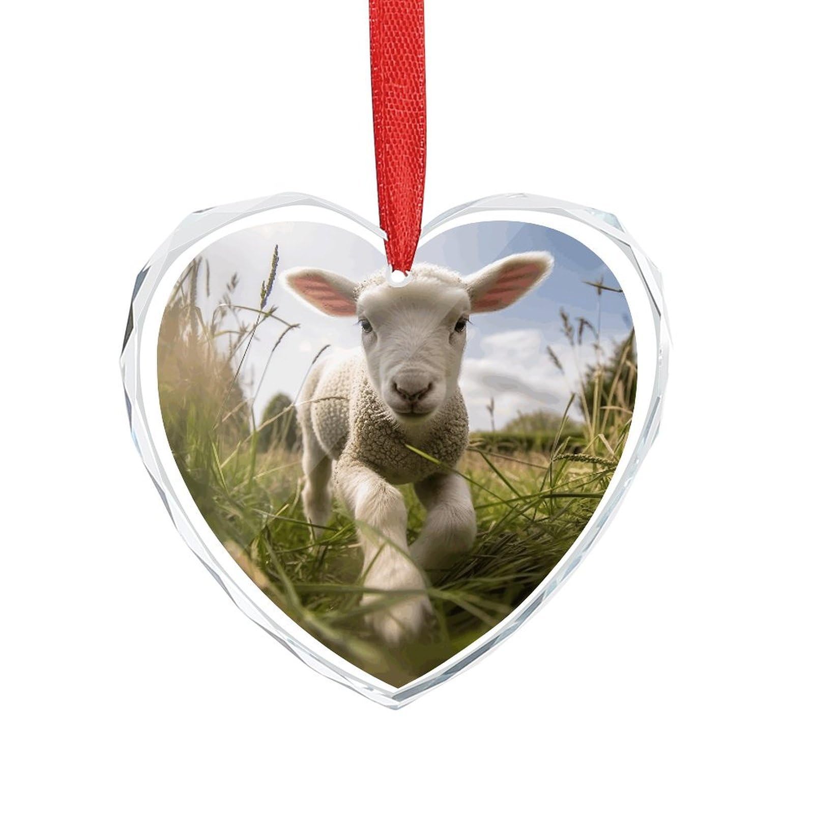 Wsoihfec Style Sheep Running On Grass Engagement Gifts For Couples, Glass Ornaments Just Married Bridal Shower Decor, Heart Keepsake Decor For Bride & Groom