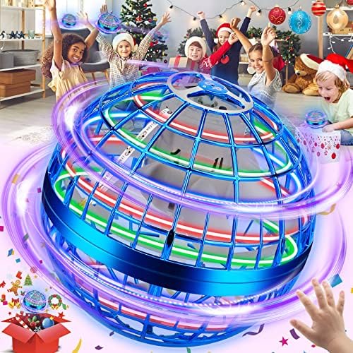 Flying Orb Ball Toys,Galactic Fidget Spinner Ball,Hover Orb Ball Toy with Magic RGB Lights Spinner 360° Rotating,Magic Flying Orb Toy,Birthday,Christmas, for Boys,Girls,Adults(Blue)