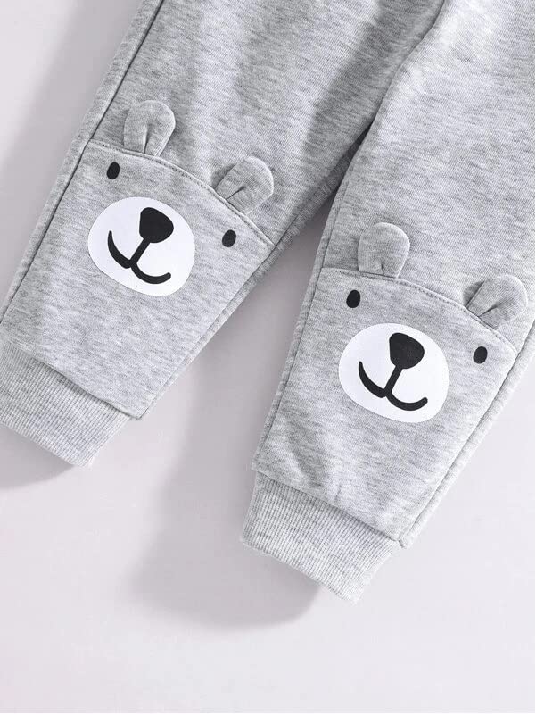 Ameeha Wool Kids Winter Tshirt Sweatshirt Joggers Pyjama Pant Clothing Set for Baby Boy Girl (3 Years - 4 Years, Grey) 2