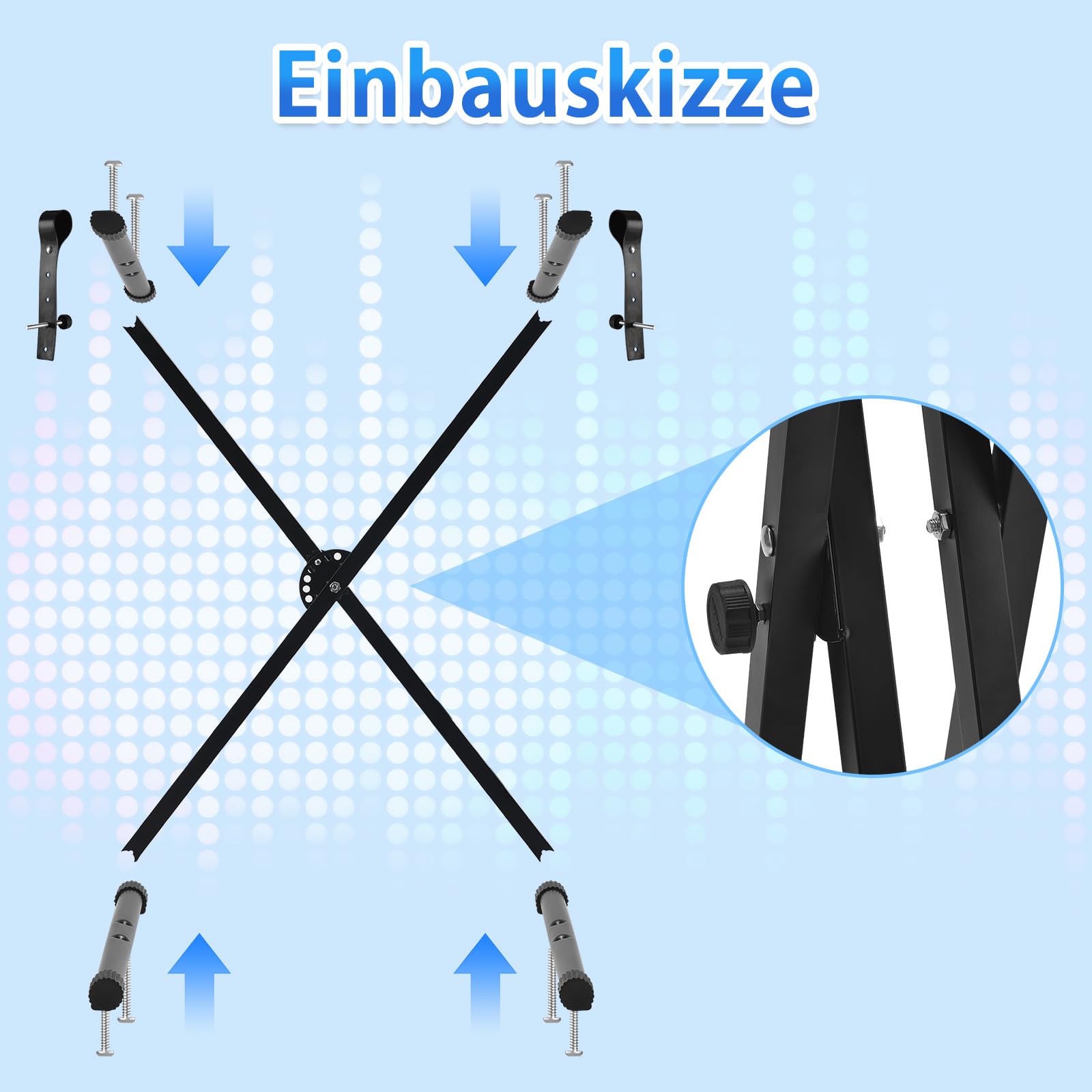 Keyboardständer-Doppelstrebig Keyboard Ständer mit Sicherheitslaschen, höhenverstellbar in 7 Stufen von 25-93cm, X-Form piano stand faltbar und abnehmbar, kann für 54/88 Tasten E-Piano, Kinderklavier