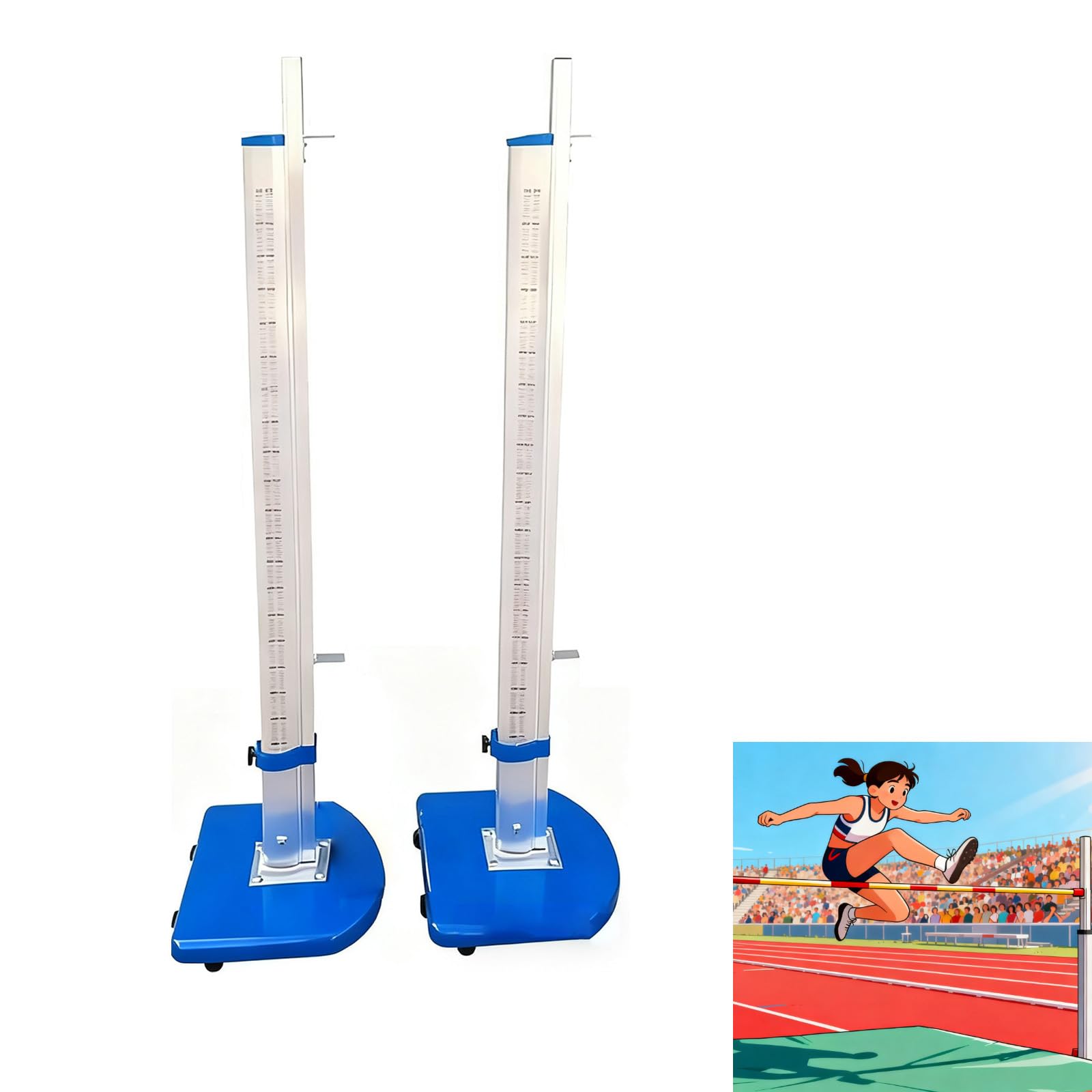 Portable Aluminum High Jump Standards, Moveable Posts with Centimeter Scale, High School High Jump Training Equipment for Track and Field