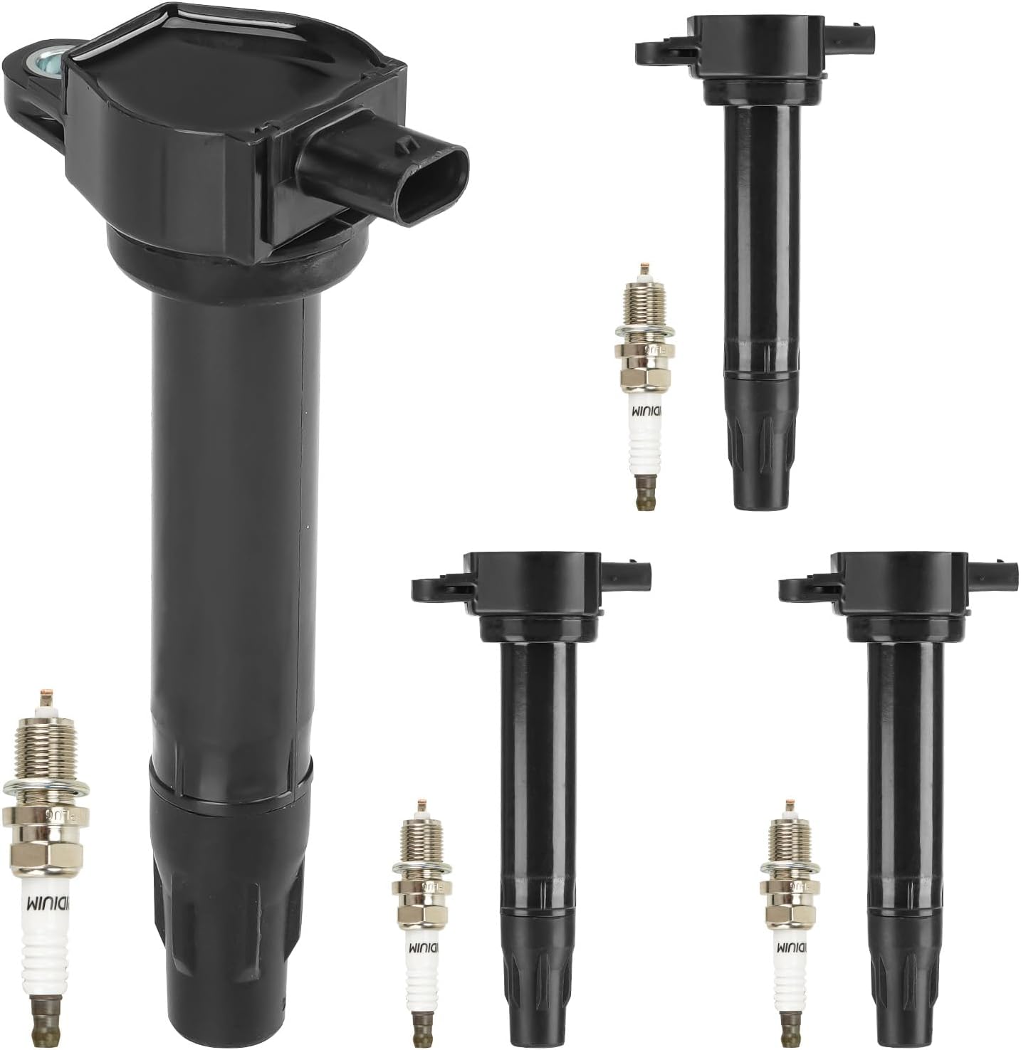 UF557 Ignition Coils Pack, for Jeep Compass Patriot 2007-2017, for Dodge Caliber Journey 2.4L 2L 2007-2017 5C1644 C1587,with Iridium Spark Plugs - 4 Set