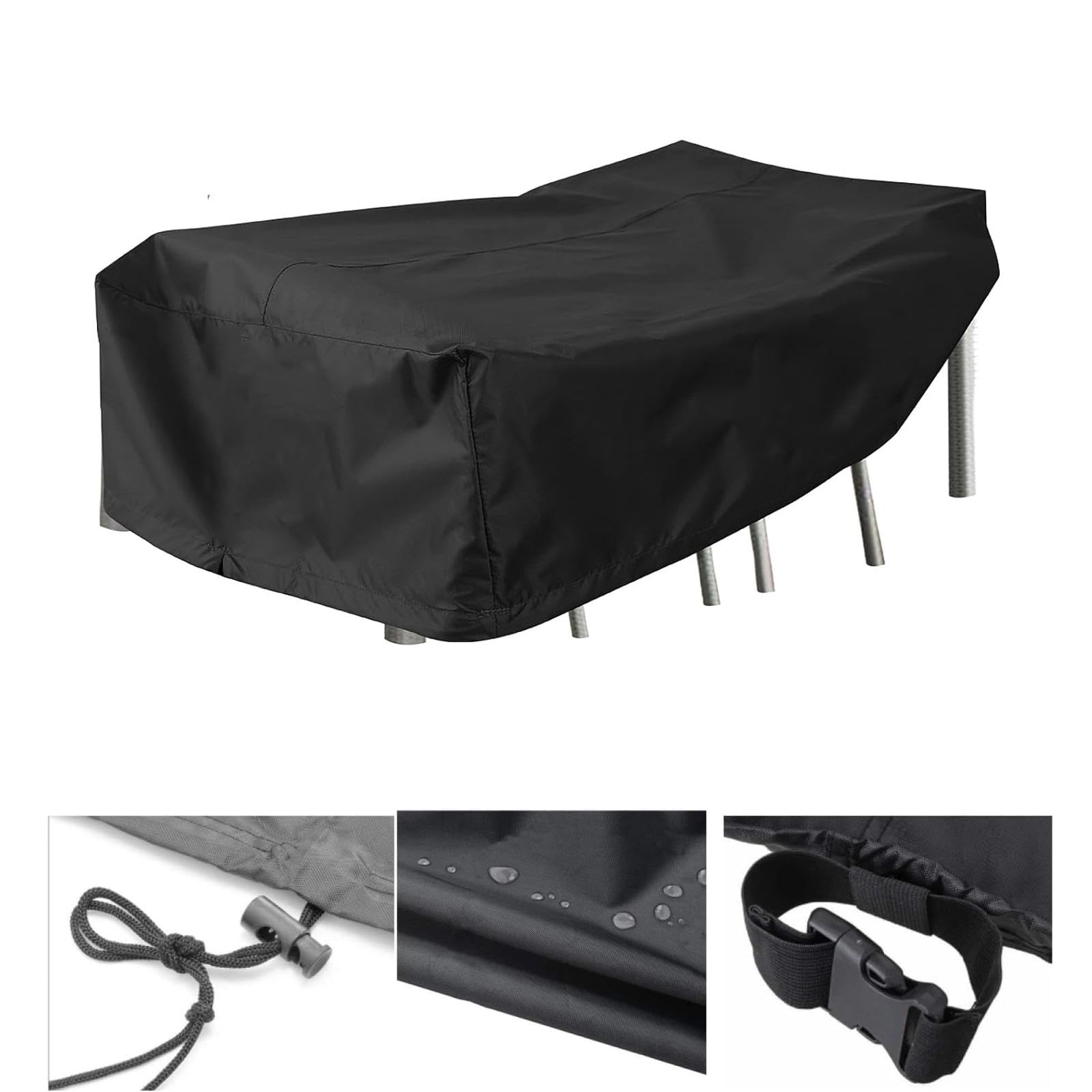 Futro outdoorowe 150 x 100 x 75 cm wodoodporne i odporne na promieniowanie UV pyłoszczelne czarne 600D tkanina wół ochrona do ogrodu sofy i futra