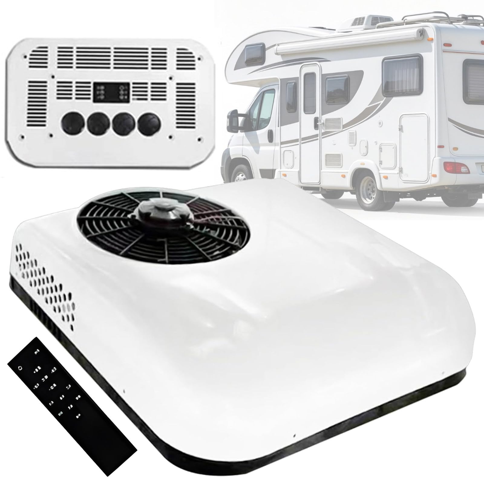 Climatiseur de Toit pour Camping-Car – Unité de climatisation 12 V/24 V silencieuse, avec télécommande et Refroidissement Rapide, pour camions, Camping-Cars, fourgons aménagés, caravanes 12V