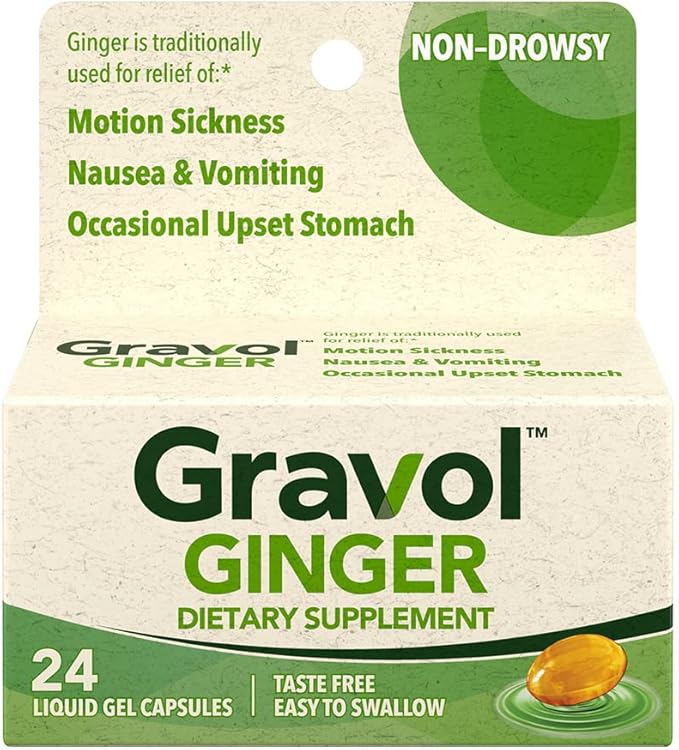 Gravol Ginger Liquid Gel Capsules for Upset Stomach and