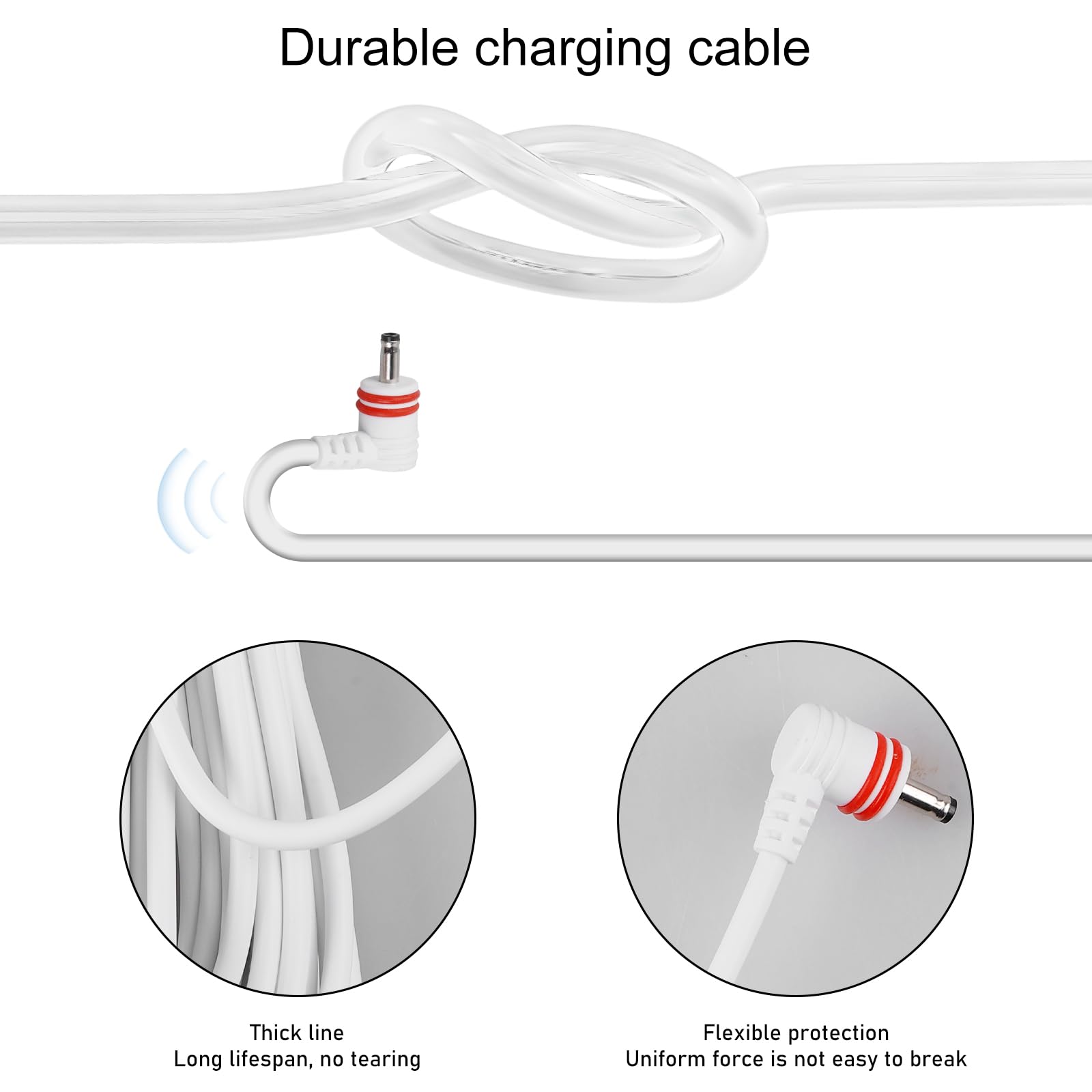 Kabel zasilający i adapter o długości 7,6 m, zasilacz do Arlo Pro Pro2, kompatybilny z Ring Spotlight Cam, przedłużacz, wtyczka odporna na warunki atmosferyczne i kabel do ładowania USB-C, biały kabel