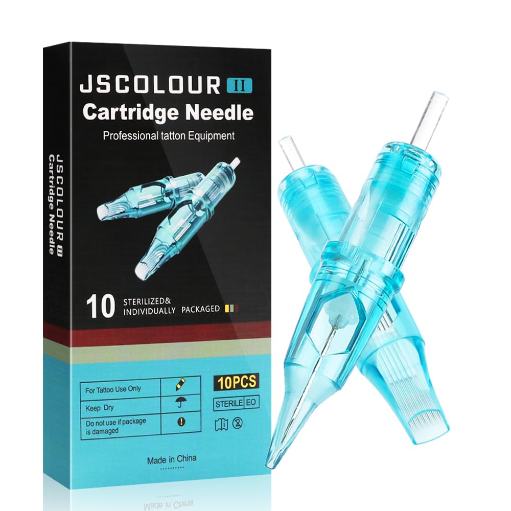 Tattoo Cartridge Needles 10pcs RL RS CM M1 Round Shader Disposable Tattoo Needle for Rotary Machine Pen for Eyebrow Eyeliner Lip Permanent Makeup Tattoo Supplies (1201RL)