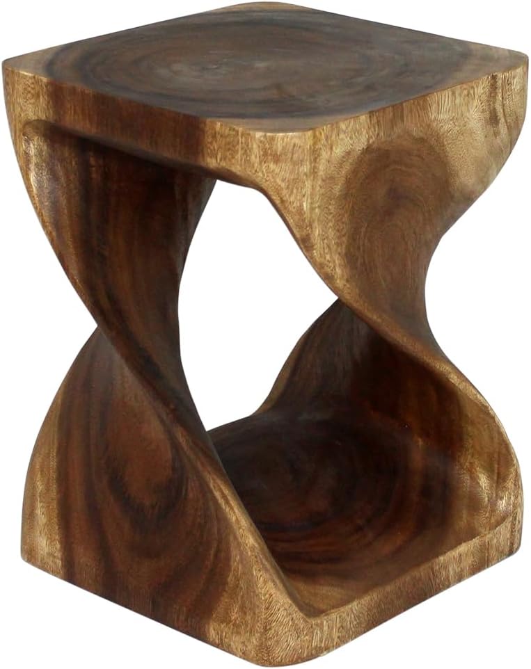 Eco-Friendly Walnut Twist Stool/Table 15"x15"x20" - Handcrafted