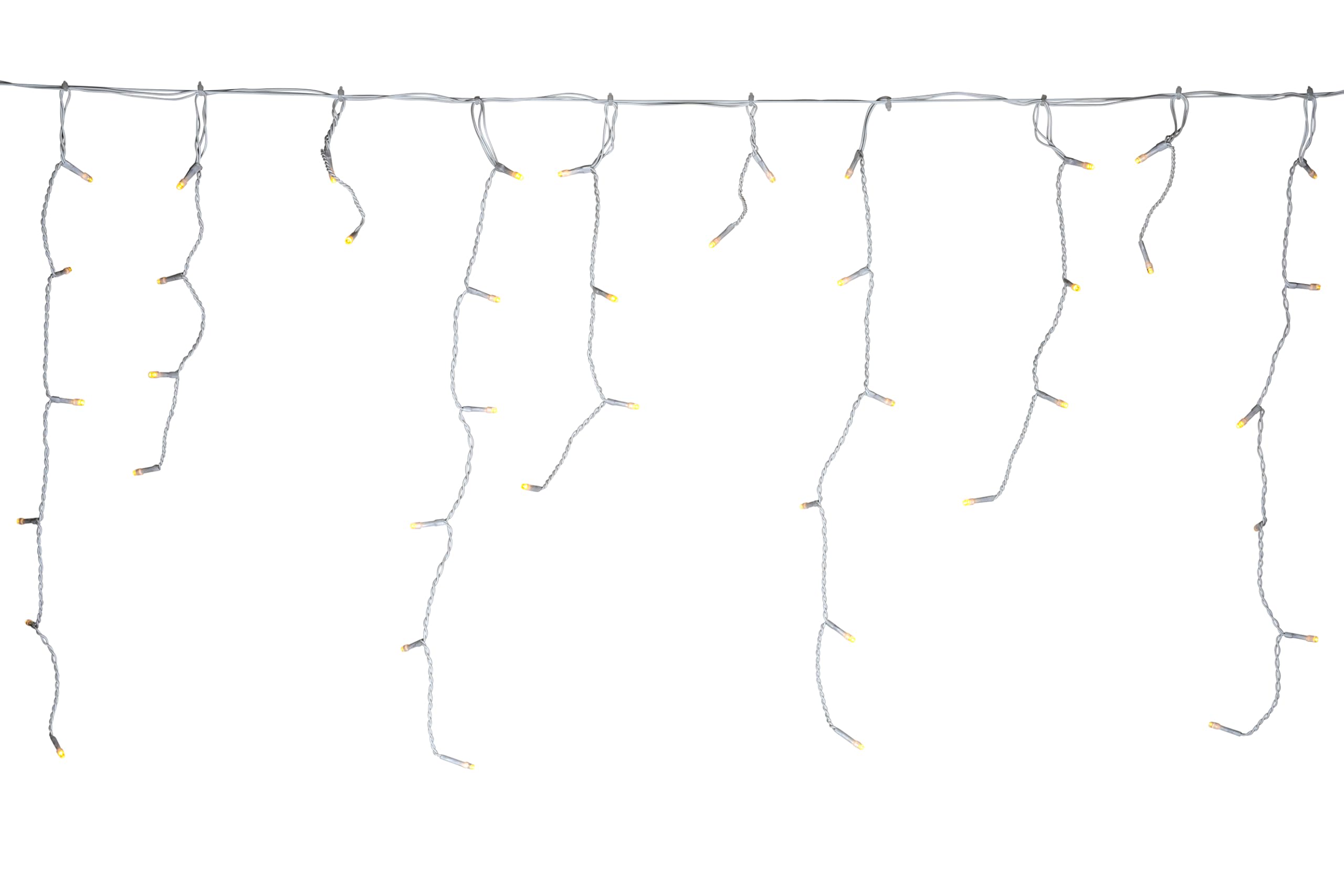 LED Eisregen Lichterkette 24 m mit 960 warmweißen LEDs - 240 Stränge, Timer, weißes Kabel, IP44 Außenbeleuchtung