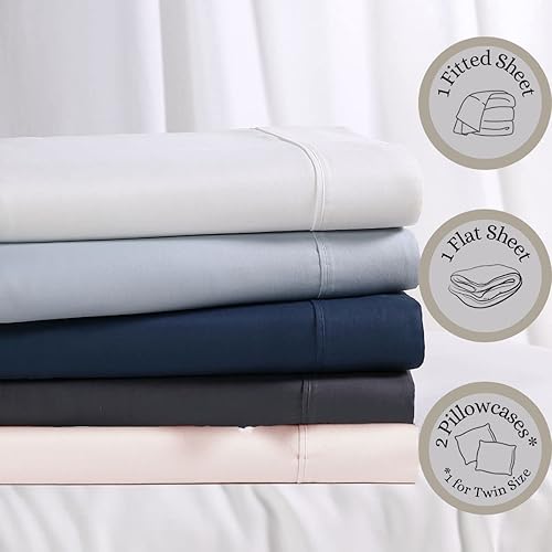 Miniatura 4 de Anne Klein Reverie - Juego de sábanas 100% algodón, tamaño King, color azul y gris