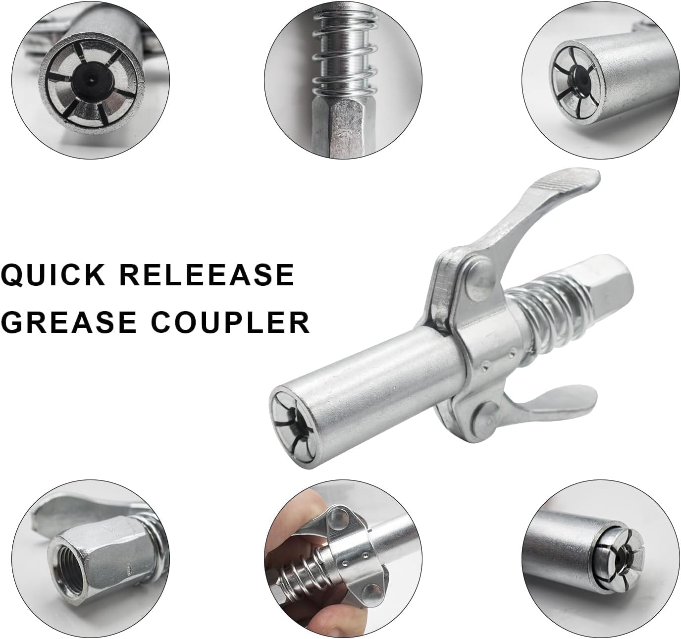 Inditrust Double handle Manual Grease gun Coupler pneumatic compatible with all grease guns (1 pc) 4