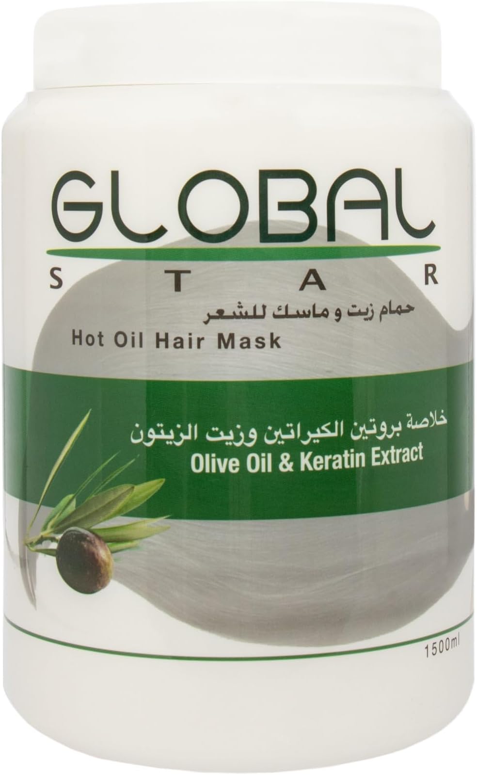 Global Star Olive Oil And Keratin Extract Hot Oil Hair Mask, 1.5 Litre, Multicolour
