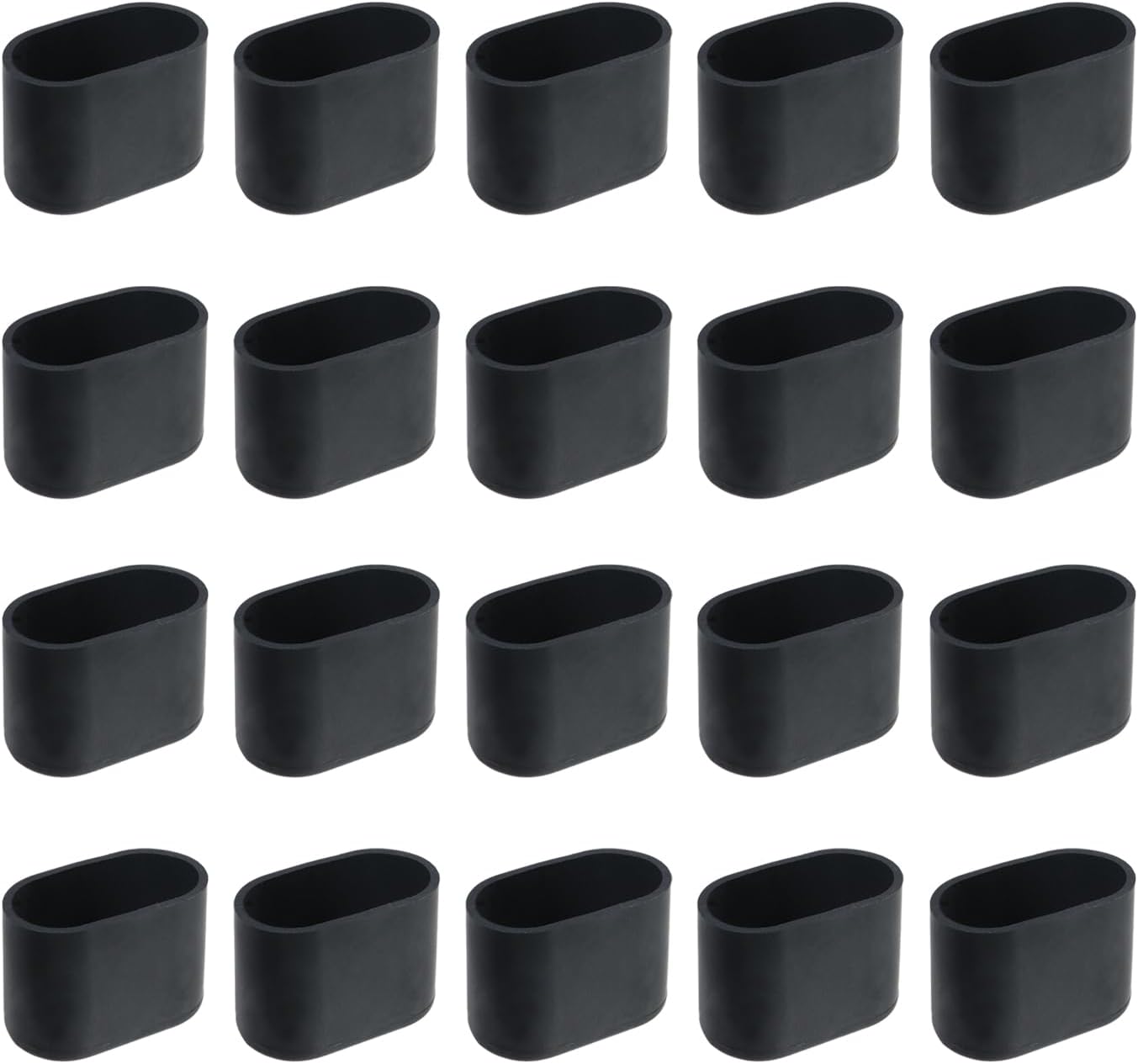 Geesatis 1.6" X 0.8" Black Furniture Feet Cover Table Chair Legs Pad Floor Protector, Oval, Rubber and PVC, 20 PCS