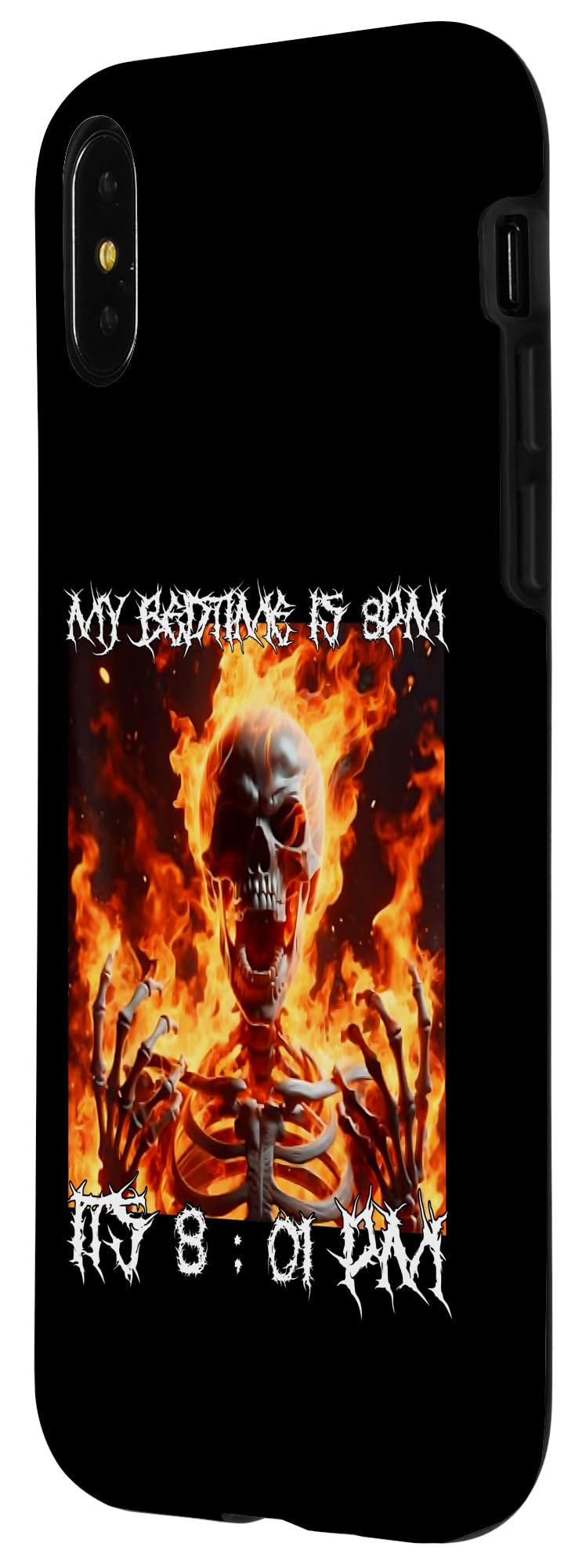 iPhone X/XS It's Past My Bedtime Funny Cringe Hard Skeleton Meme Flames Case - Image 2