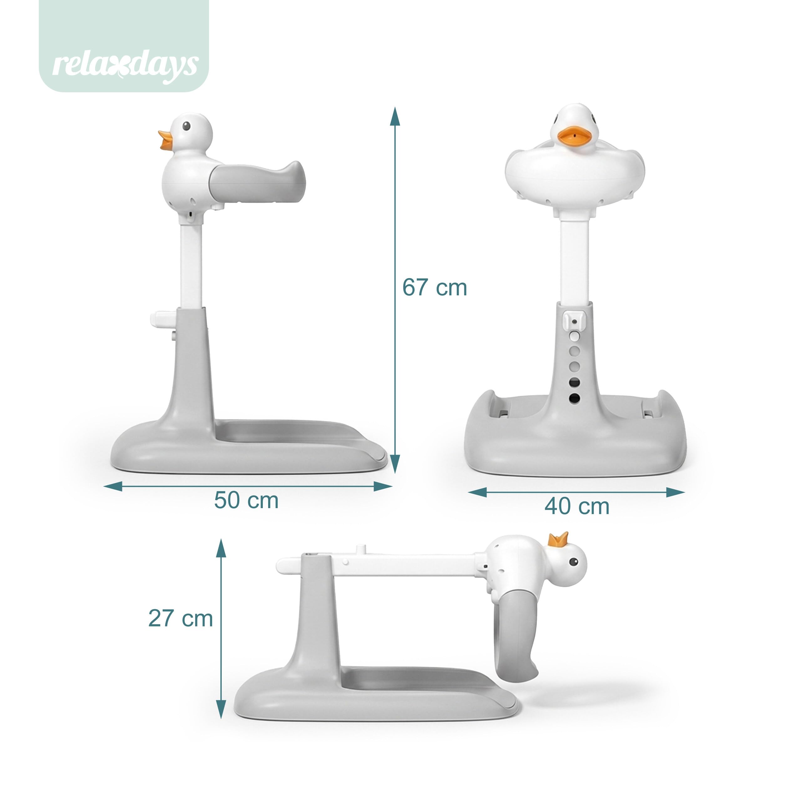 Relaxdays Baby-Duschständer höhenverstellbar, HBT: 45-67x50x40cm, grau-weiß