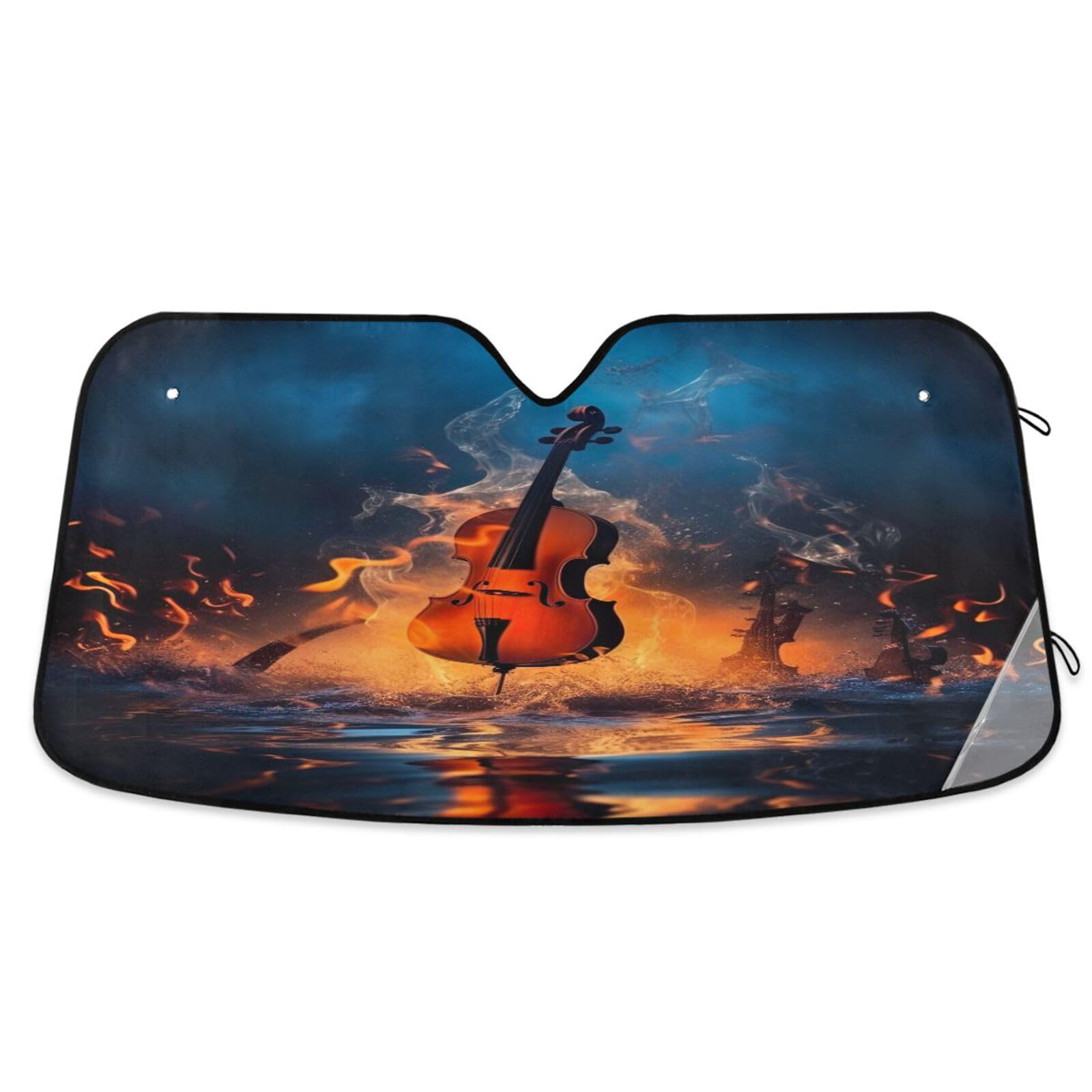 Haskirky Musical Notes Car Windshield Sunshade Blocks UV Ray Folding Sun Shield Automotive Interior Protector Keep Your Vehicle Cool 55x27.6 in