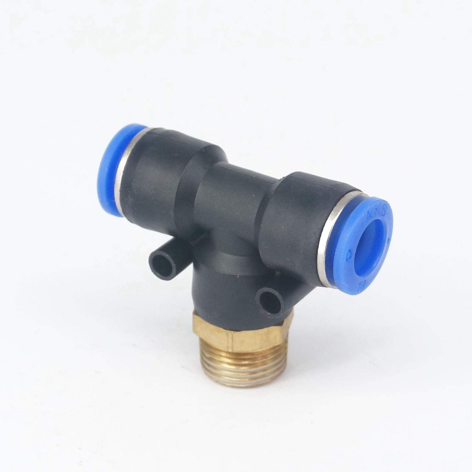 Pneumatyczne szybkozłącze, złączki pneumatyczne 5 szt. 3/8 "męski do rury O/D 10mm pneumatyczny trójnik w kształcie litery T 3-drożny wąż w złączce gazowej szybkozłącza